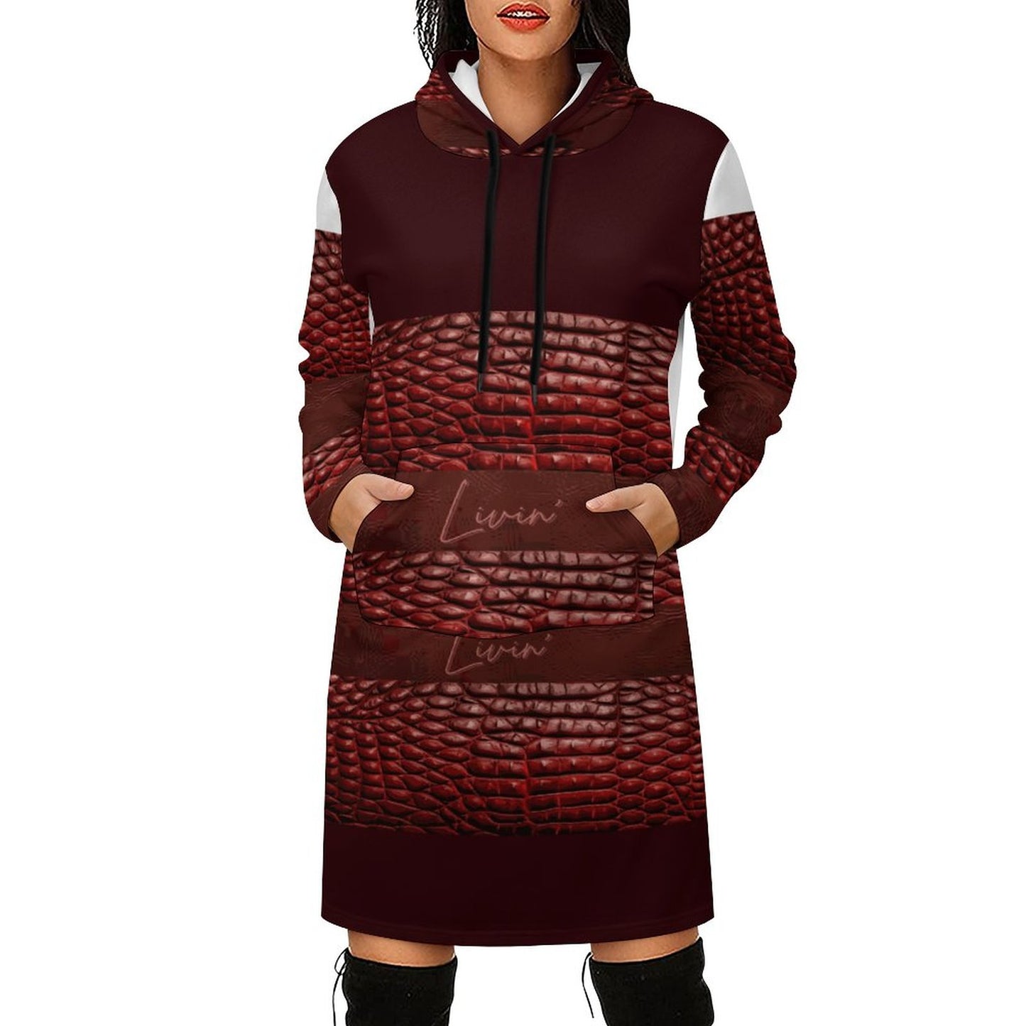 230gsm Long Sleeve Hoodie Dress DS003 (All-Over Printing)