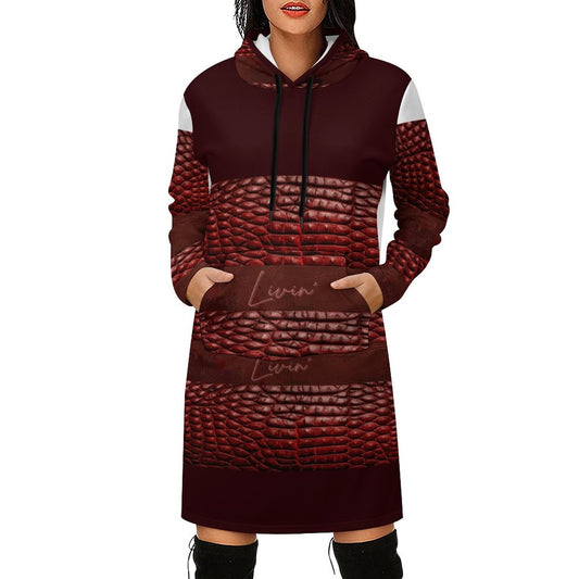 230gsm Long Sleeve Hoodie Dress DS003 (All-Over Printing)