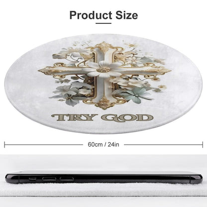 OVERSIZED Round Coral VELVET Warm Floor Mat-TRY GOD