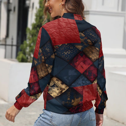 TRIANGLES & LEATHER Women's Zipper Jacket-XS-XL