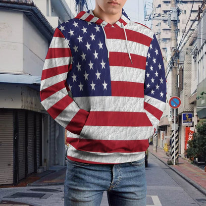AMERICA Men's Hoodie with Double-layer Cap-SMALL-6XL