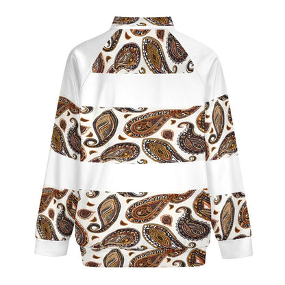 ORANGE PAISLEY Raglan Zipper Jacket-SMALL-5XL