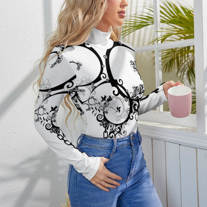 High-collar Long-sleeve Bodysuit NZ056 (All-Over Printing)