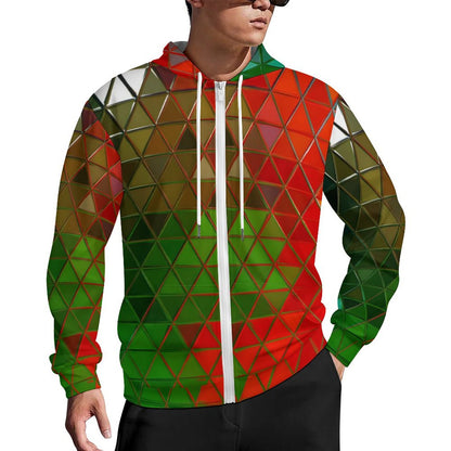 GLASS PRISM Men’s Zip Up Hoodie-SMALL-5XL