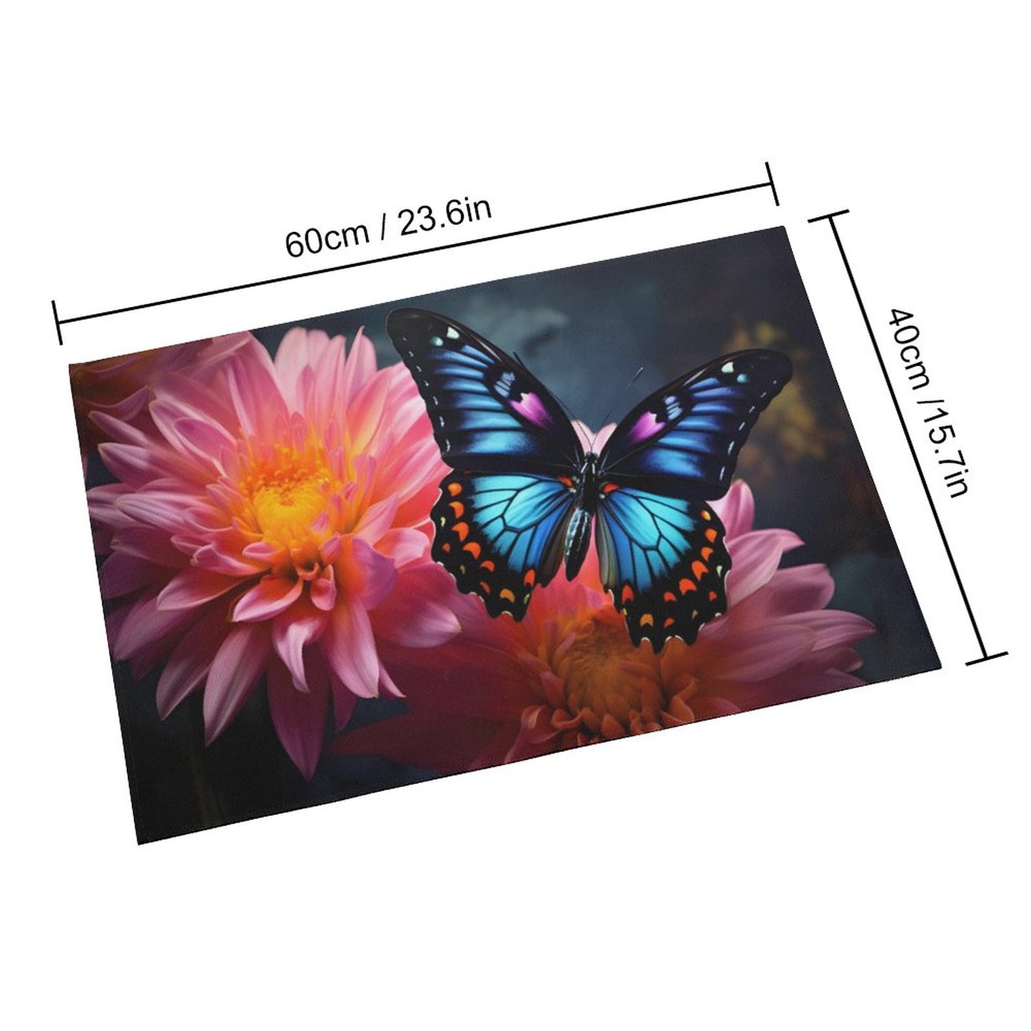 BLUE BUTTERFLY Crystal Velvet Bedroom Floor Mat