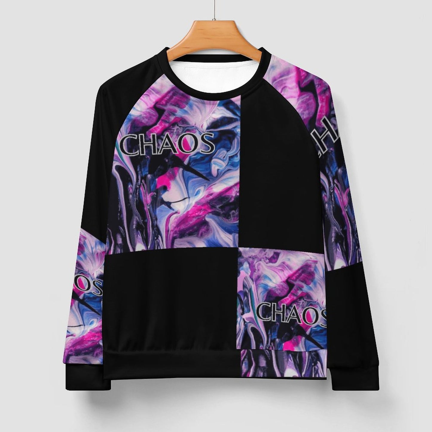 CHAOS Men's Crewneck Raglan Sweatshirt-SMALL-5XL