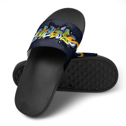 COLORFUL GRAFFITI Unisex PVC Slippers or Slides (white or black soles)