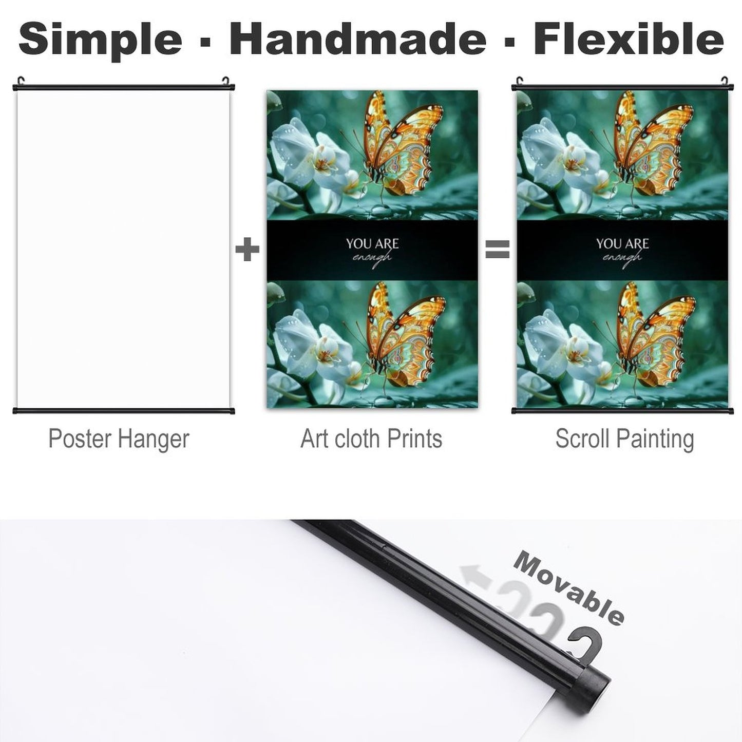 Canvas Hanging Poster with Scrolls-16"x24"/ 40x60cm-YOU ARE ENOUGH