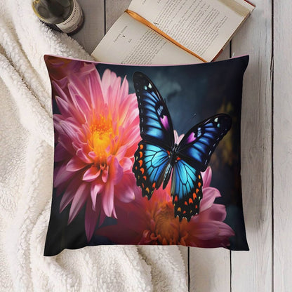 BLUE BUTTERFLY Plush Pillowcase Set of 4