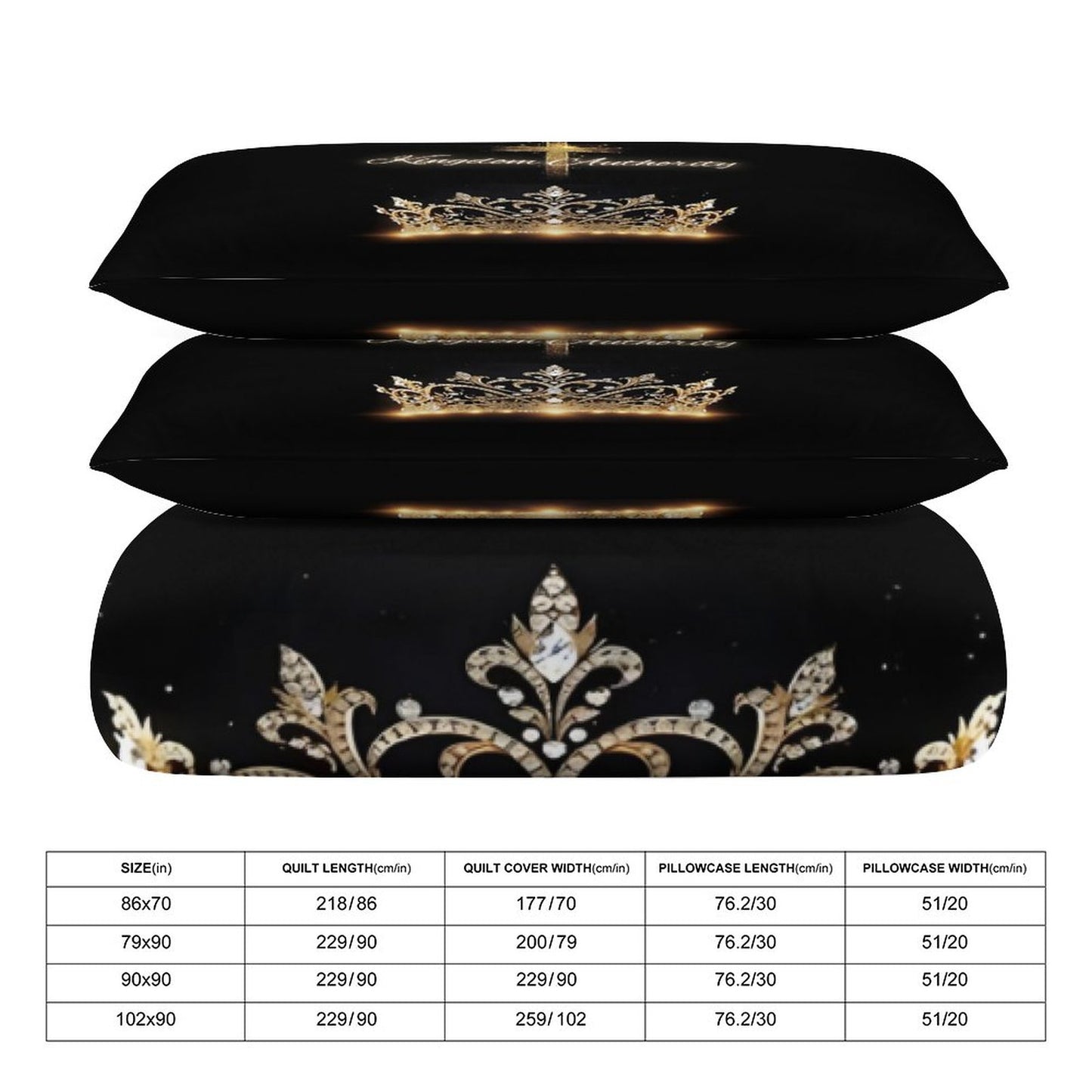 3-Piece Bedding Set-90"x90"/ 229x229cm (Dual-sided Printing)