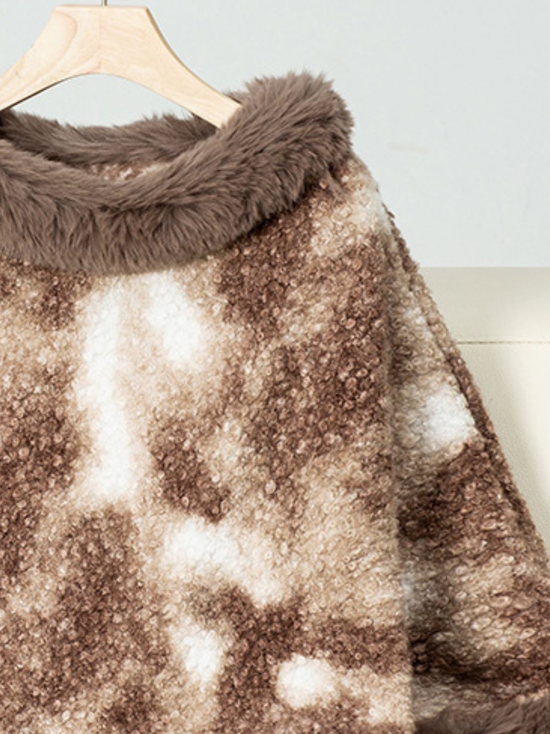 Furry Contrast Three-Quarter Poncho (many colors)
