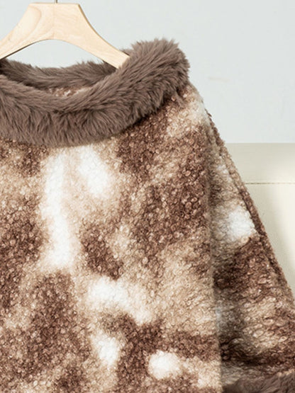 Furry Contrast Three-Quarter Poncho (many colors)