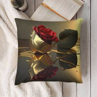 Plush Pillowcase Set of 4-ROSE ON GOLD
