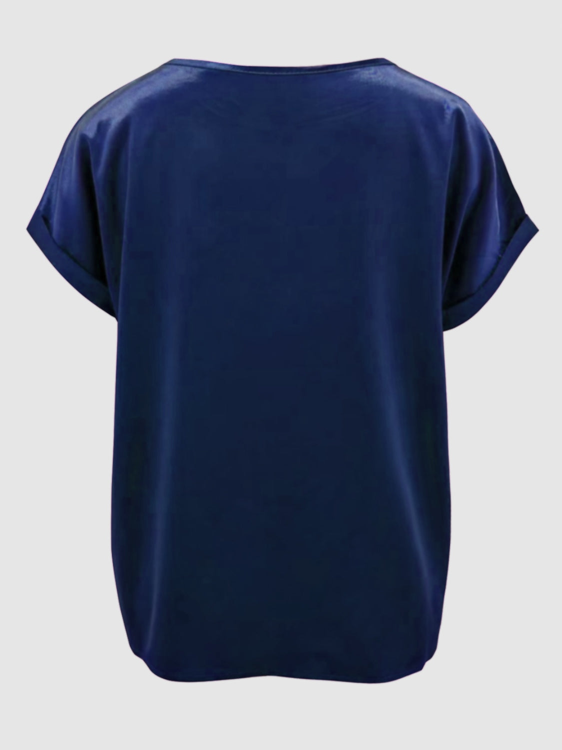 Satin Round Neck Short Sleeve Blouse (black/white/royal blue/lilac/pink/blue/burgundy/green)-SMALL-2XL