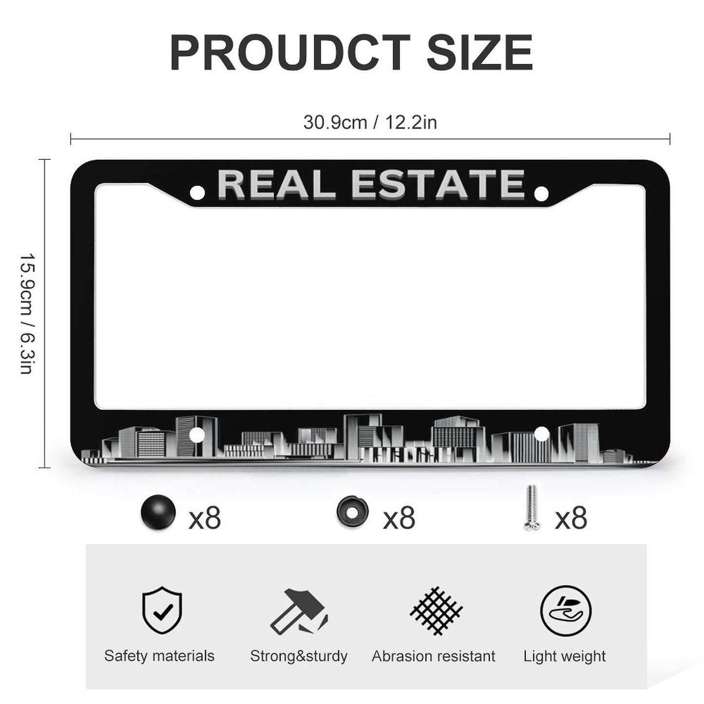License Plate Frames with 4 Round Holes (1 Pair)