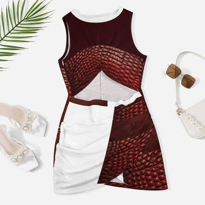 Cutout Bodycon Slim Fit Dress BEQ (All-Over Printing)