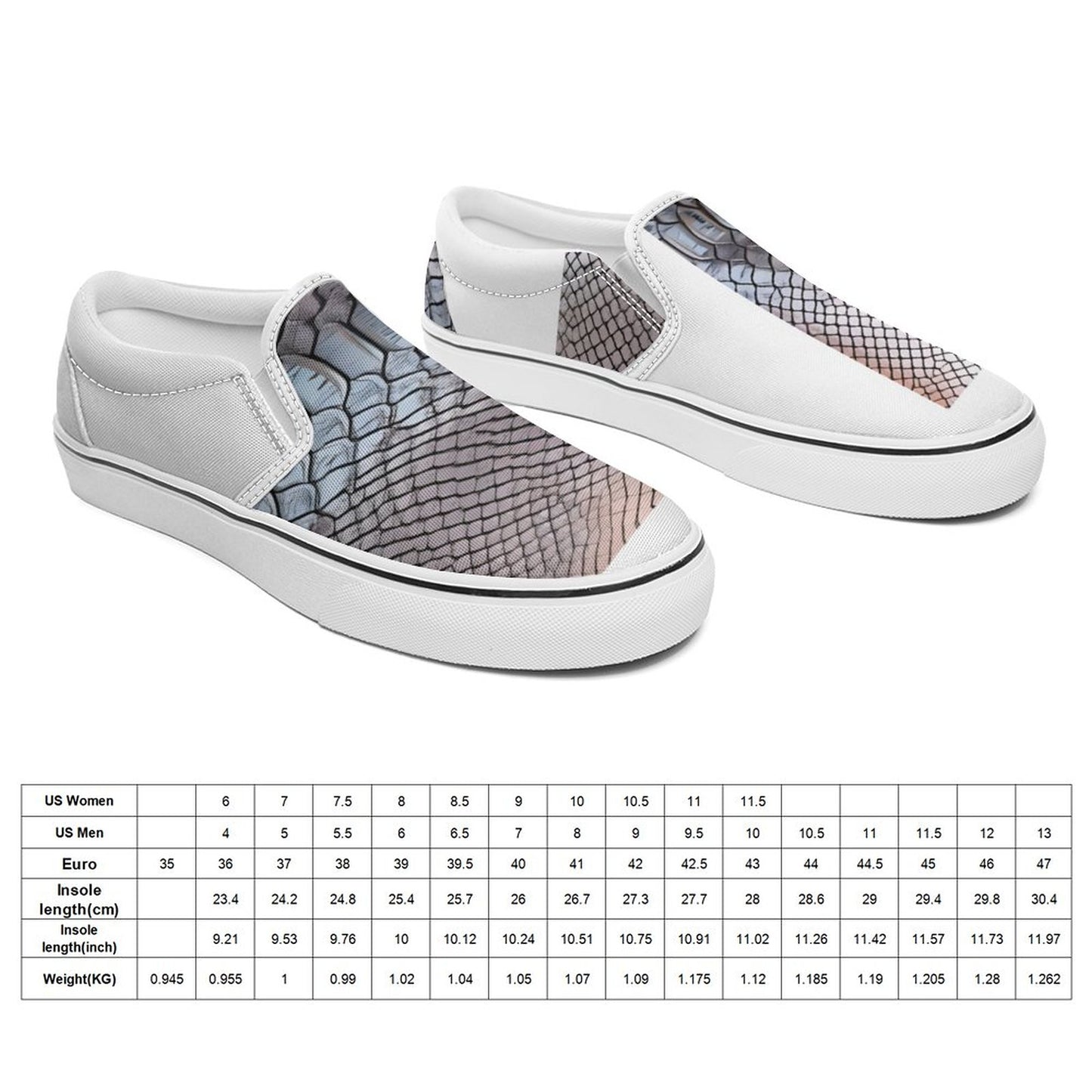 Printed Slip-on Canvas Shoes  for Teenagers and Adults