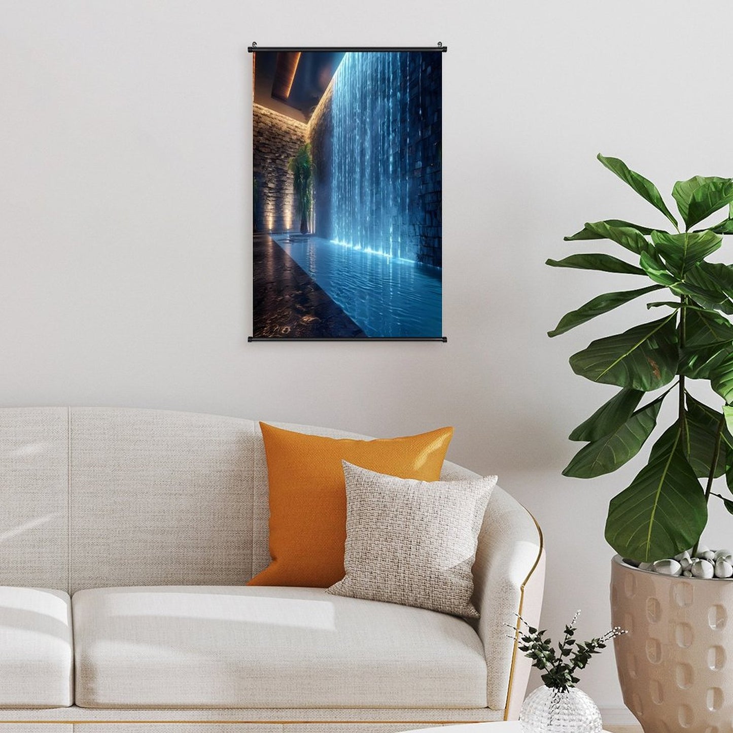 WALL WATERFALL Canvas Hanging Poster with Scrolls-16"x24"/ 40x60cm
