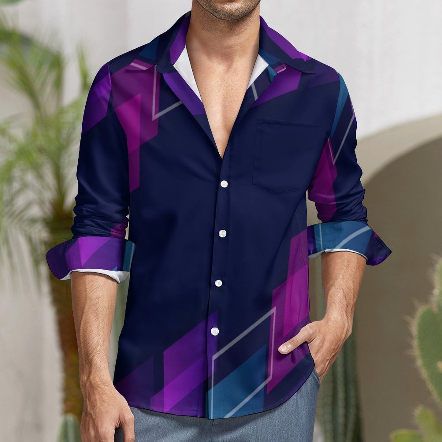 Men's Long Sleeve Shirt with Pocket LS (All-Over Printing)