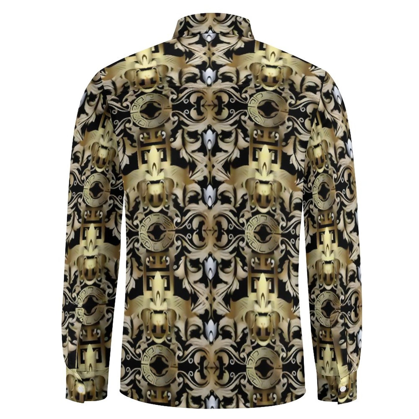 Faux Linen Men Long Sleeve Shirt with Pocket(All-Over Printing)