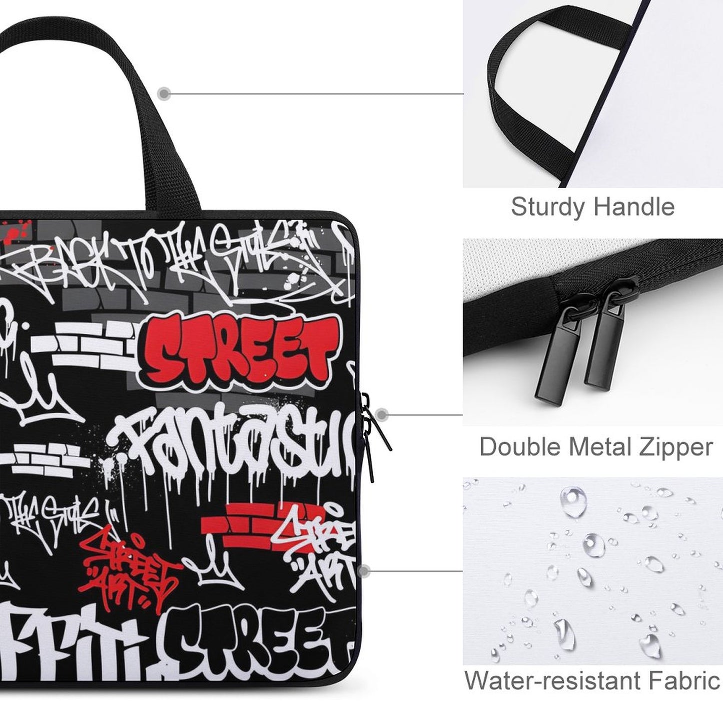 B/R/W GRAFFITI Custom Laptop Case