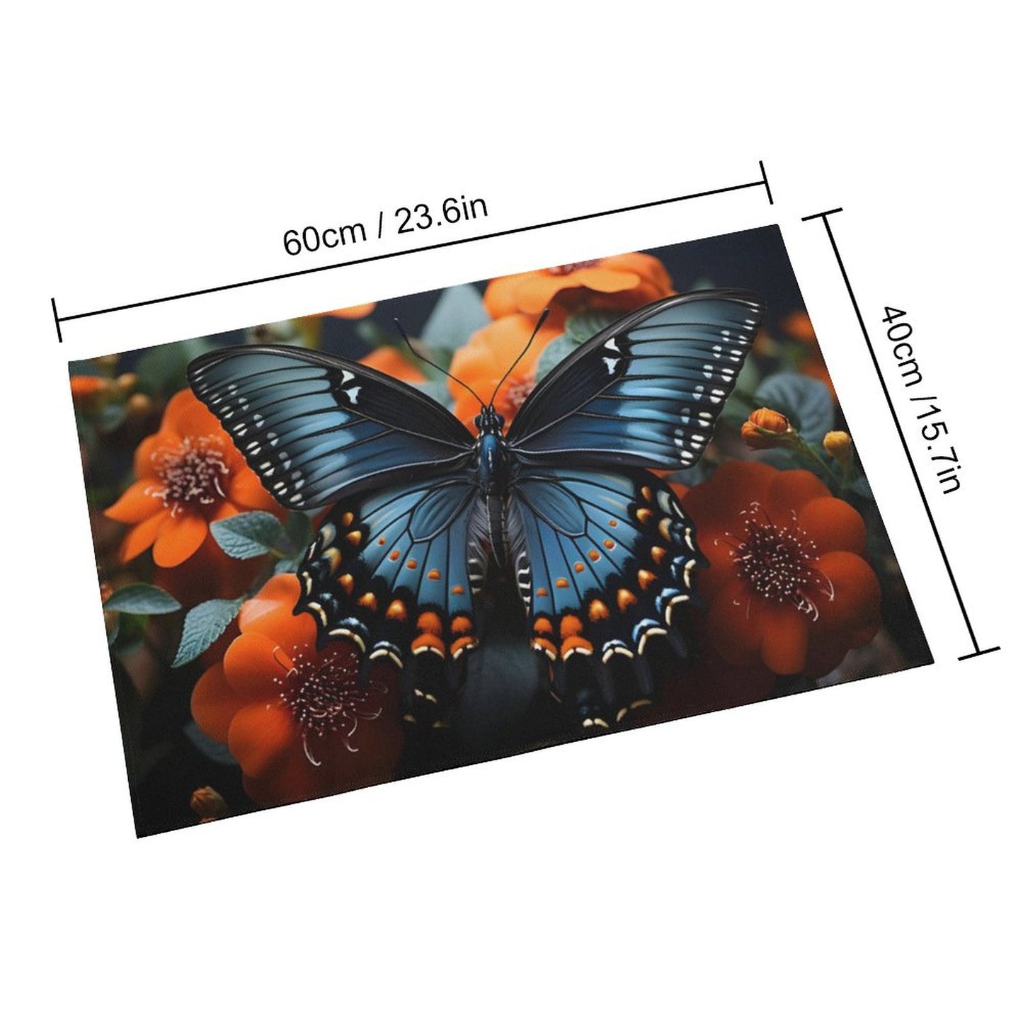 Crystal Velvet Bedroom Floor Mat-BLUE BUTTERFLY