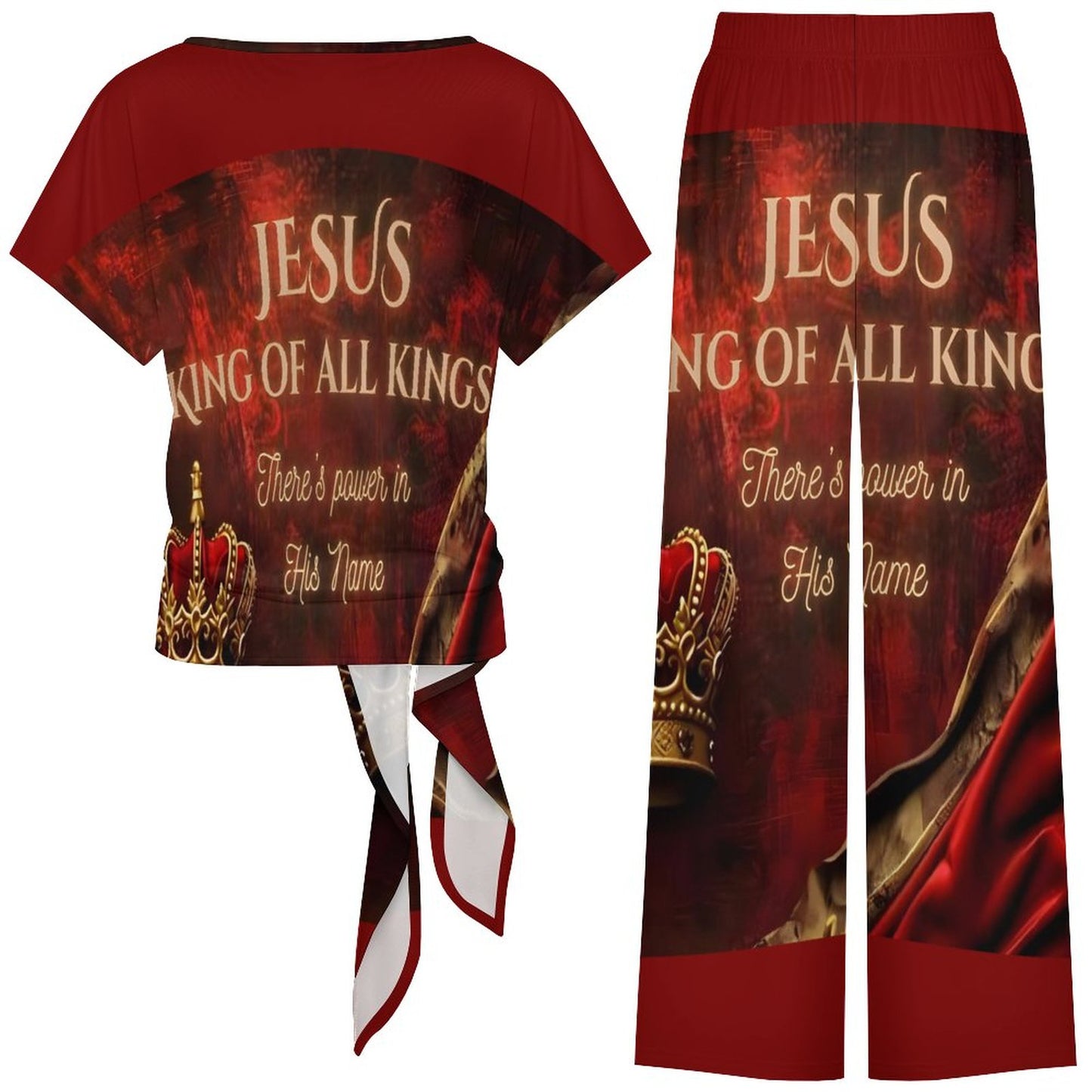 150gsm Strap Top Wide Leg Pants Set(All-Over Printing)