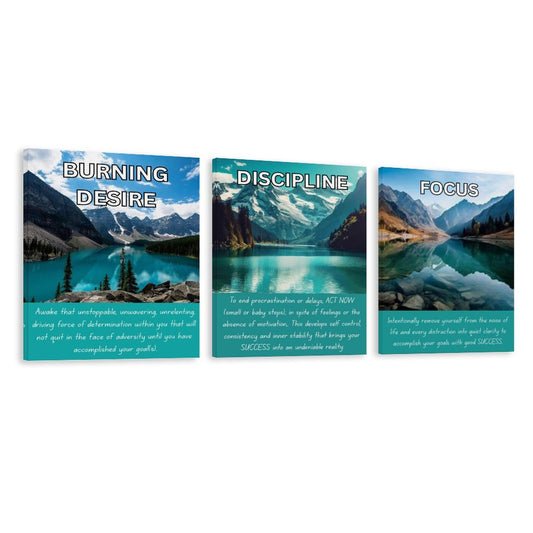 Vertical Multicolor Framed Wall Art-4:5 Aspect Ratio(One-sided Printing)BURNING DESIRE/DISCIPLINE/FOCUS