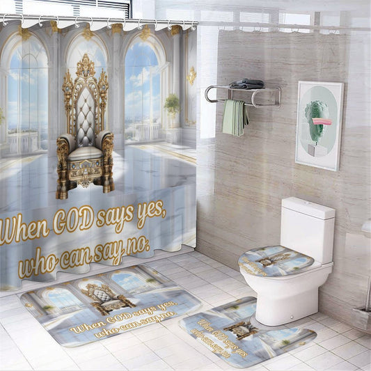 Shower Curtain Set with 3 Rugs