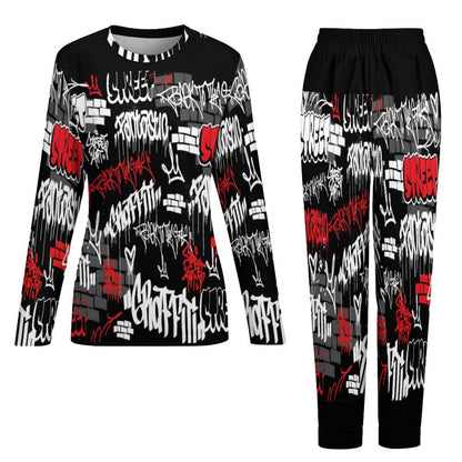 B/R/W GRAFFITI Women's 2-Piece Pj Set