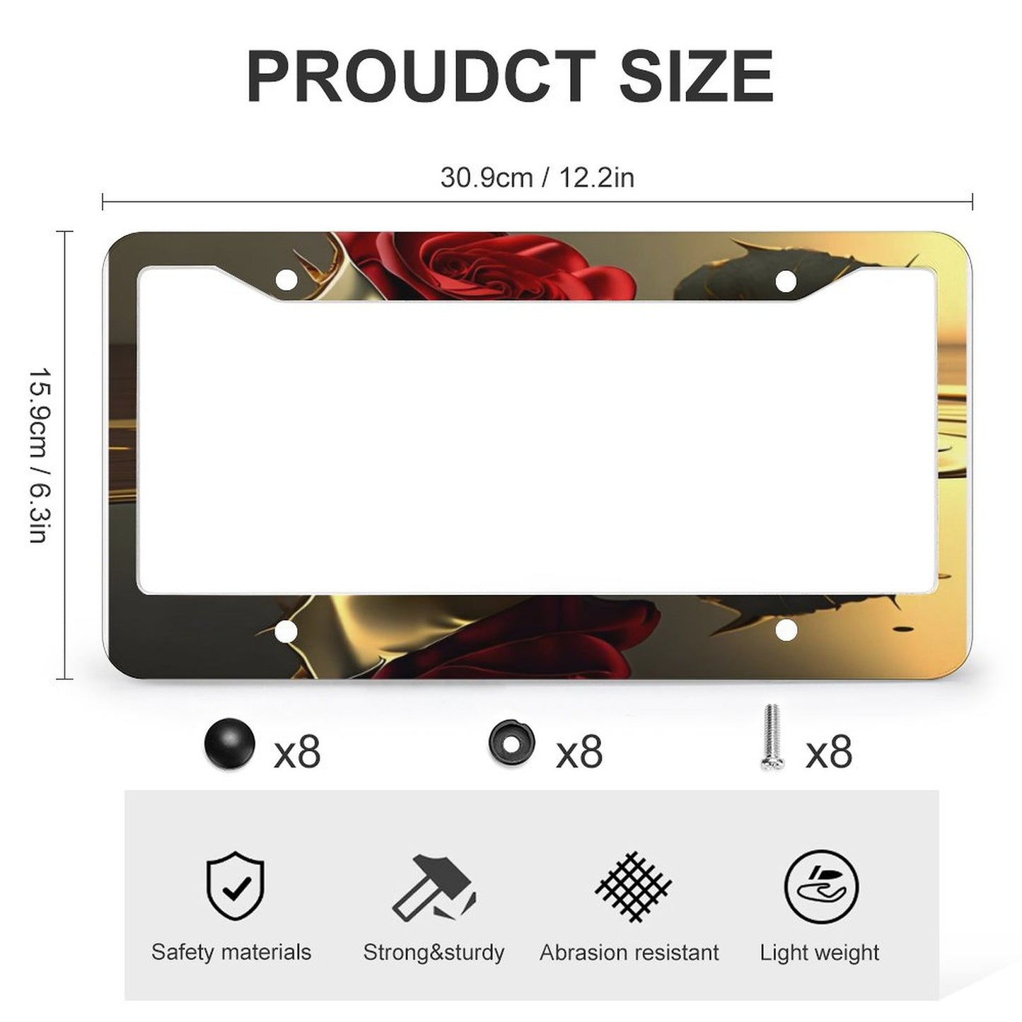 License Plate Frames with 4 Round Holes (1 Pair)