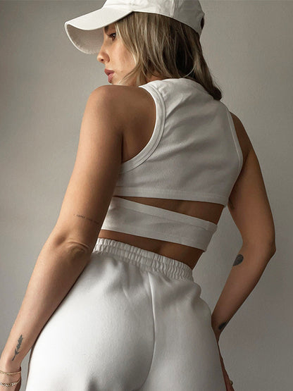 Cutout Round Neck Tank-*XS-L (white/gray/moss/orange/black/caramel/mid green/lemon/lavender)