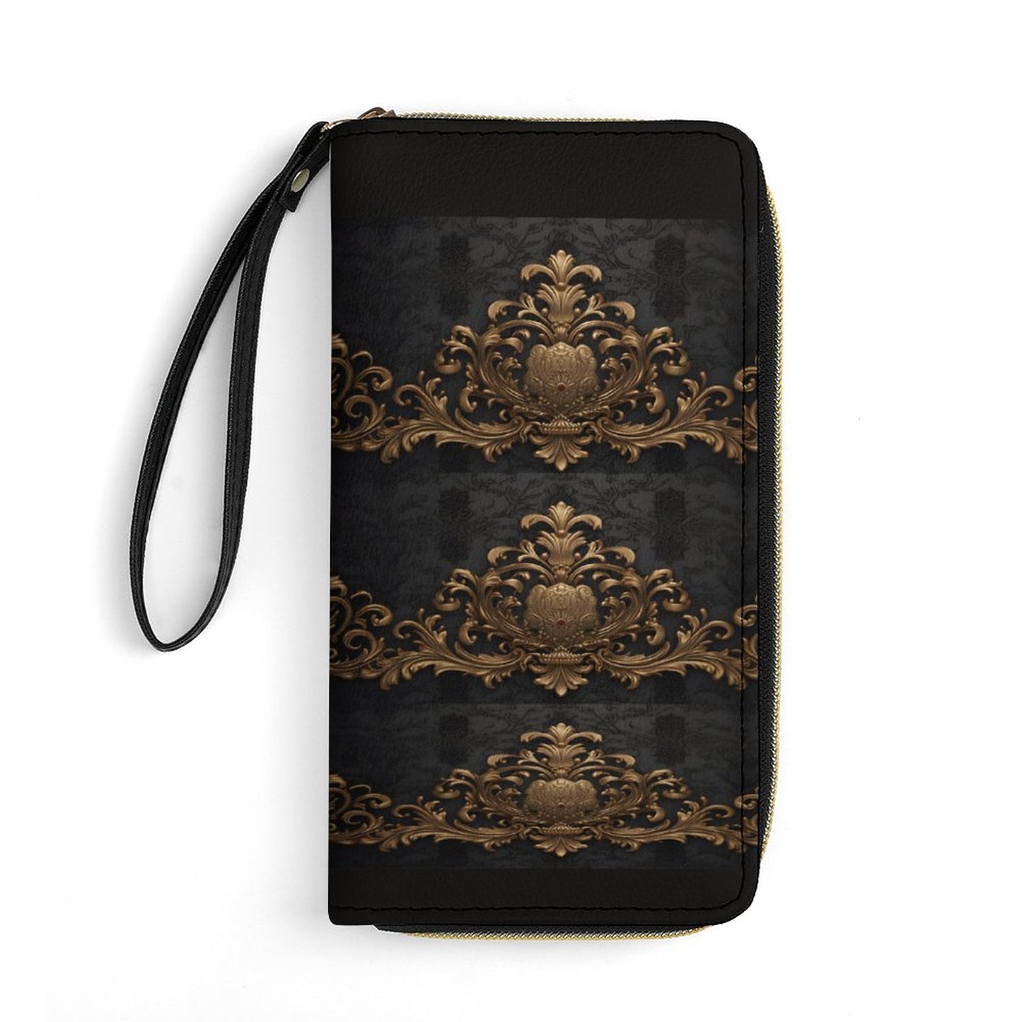 Leather Wallet with Wristlet Strap (2 Pictures on 2 Sides)