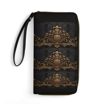 Leather Wallet with Wristlet Strap (2 Pictures on 2 Sides)