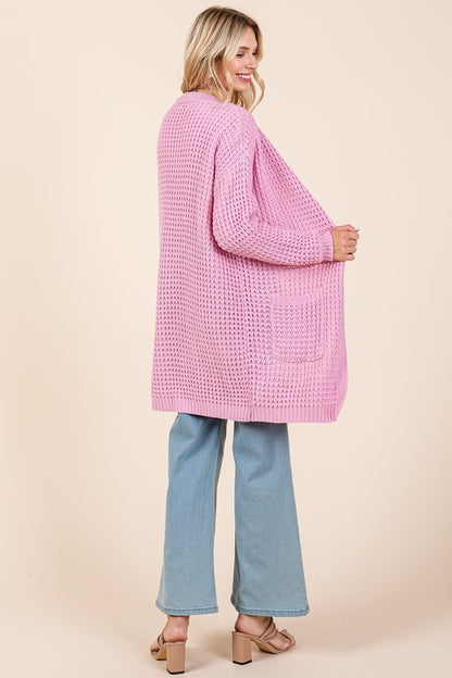 Mittoshop Open Front Long Sleeve Longline Cardigan-S/M/L