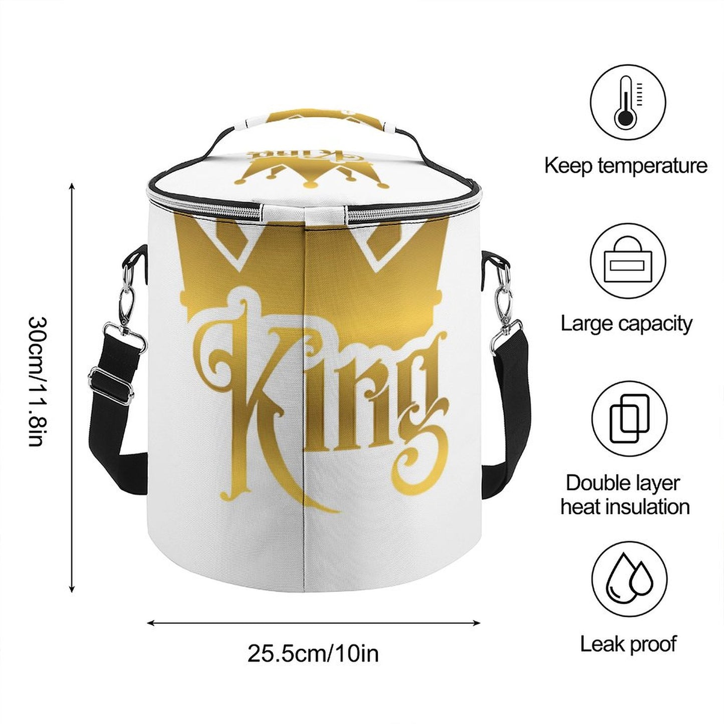 Round Collapsible Insulated Cooler Bag with Shoulder Strap A018 (All-Over Printing)