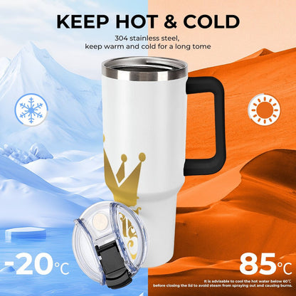 40oz Insulated Tumbler with Handle and Straw