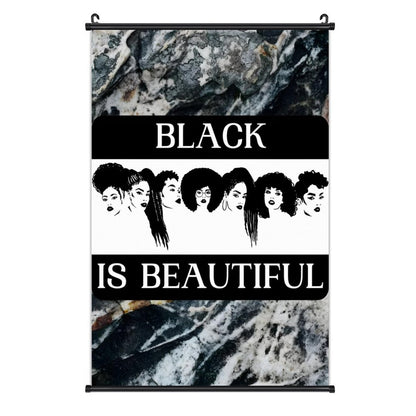 Canvas Hanging Poster with Scrolls-16"x24"/ 40x60cm-BLACK IS BEAUTIFUL