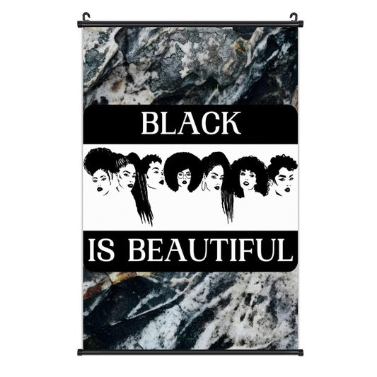 Canvas Hanging Poster with Scrolls-16"x24"/ 40x60cm-BLACK IS BEAUTIFUL
