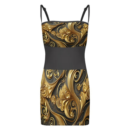 Slim Fit Spaghetti Strap Dress for Women(All-Over Printing)