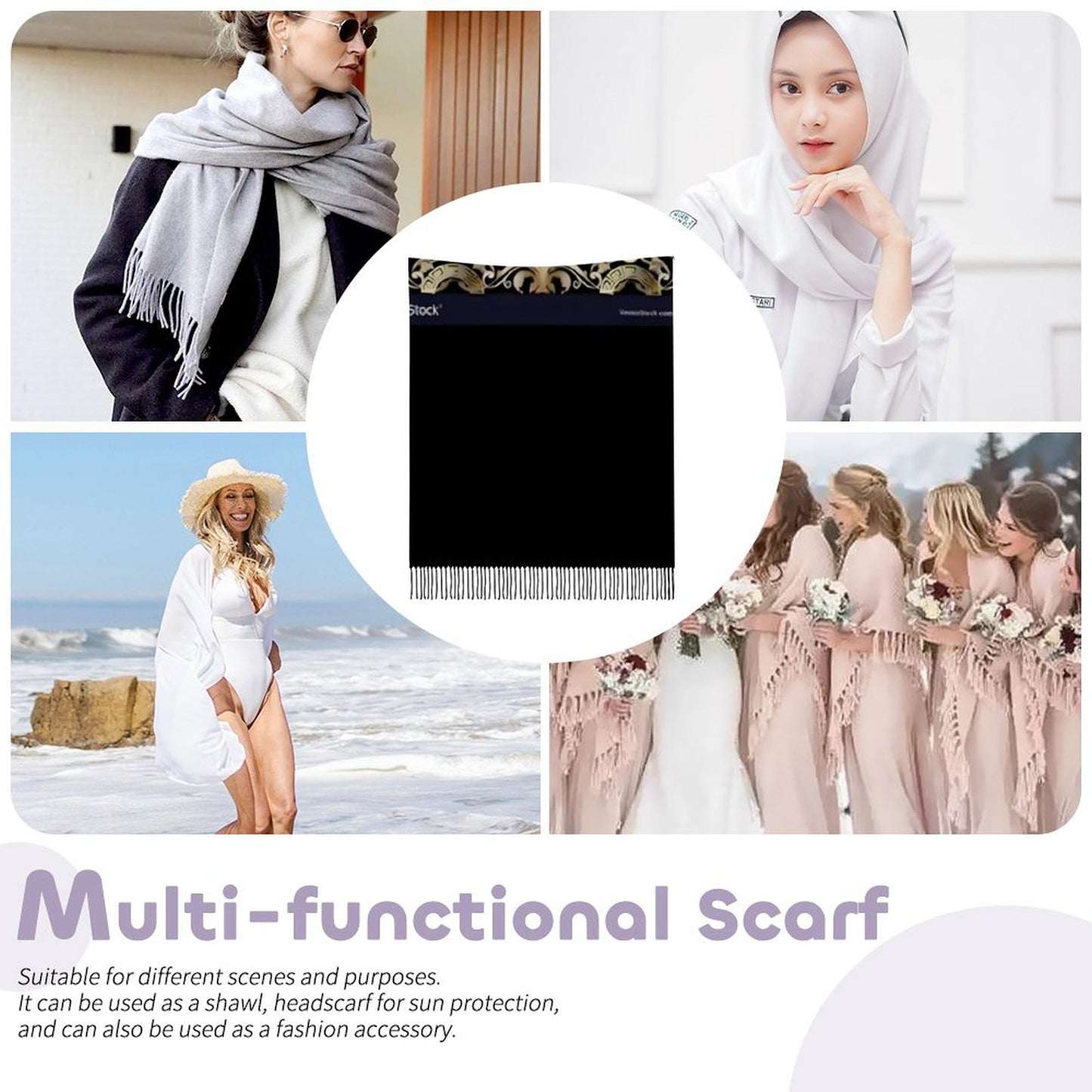Cashmere-like Tassel Scarf (All-Over Printing)