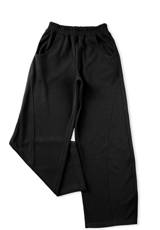 Elastic Waist Sweatpants with Pockets (black/tan/grey)-SMALL-2XL