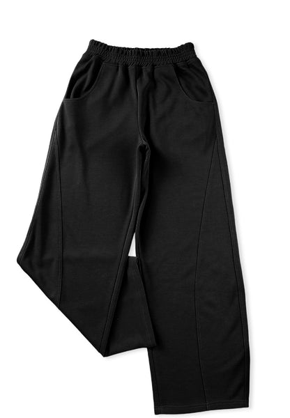 Elastic Waist Sweatpants with Pockets (black/tan/grey)-SMALL-2XL