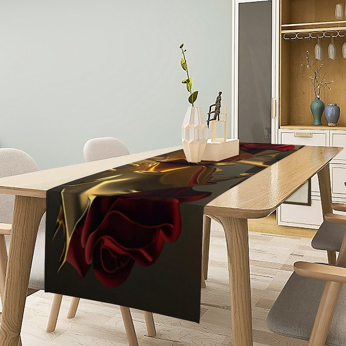 ROSE IN GOLD Flax Table Runner