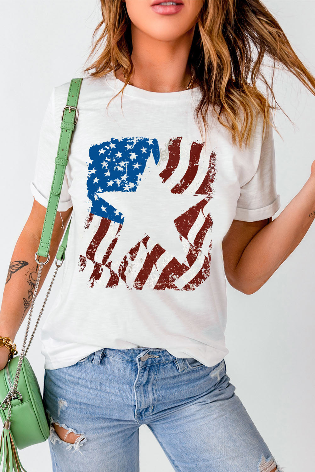 US Flag Graphic Round Neck Tee-SMALL-2XL