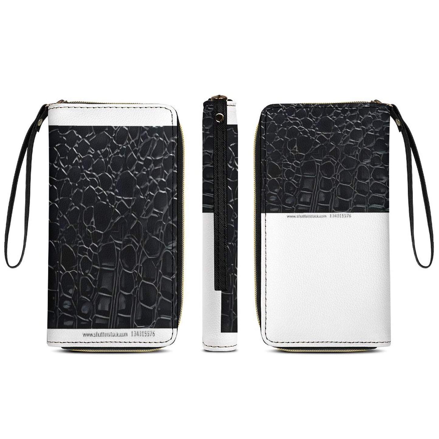 Leather Wallet with Wristlet Strap (2 Pictures on 2 Sides)