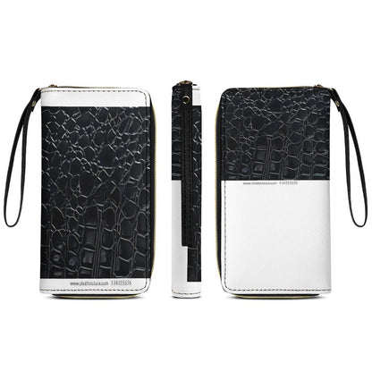 Leather Wallet with Wristlet Strap (2 Pictures on 2 Sides)