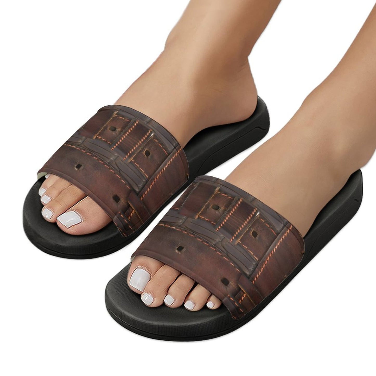 RUGGED LEATHER BUCKLE PRINT Unisex PVC Slippers