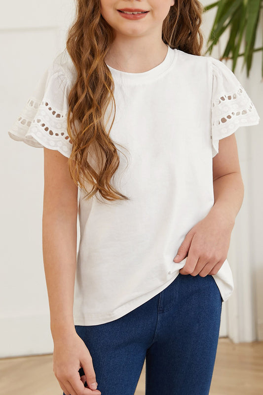 Round Neck Flutter Sleeve T-Shirt (white/black/blue/lt. green)-SMALL-3XL