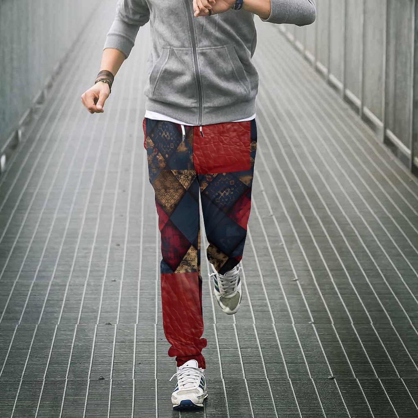 TRIANGLES & LEATHER Sweatpants-SMALL-5XL